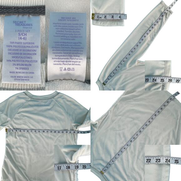 Secret Treasures Cat Naps Pajama Jogger Lounge Set White Pink Gray Black Small - Picture 13 of 14